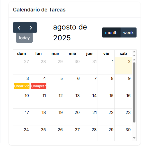 Calendario de tareas