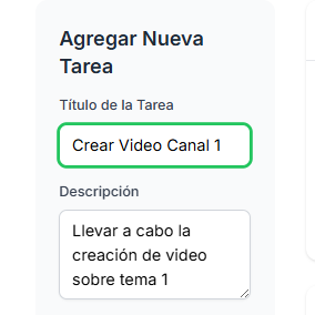 Agregar titulo y descripcion tarea